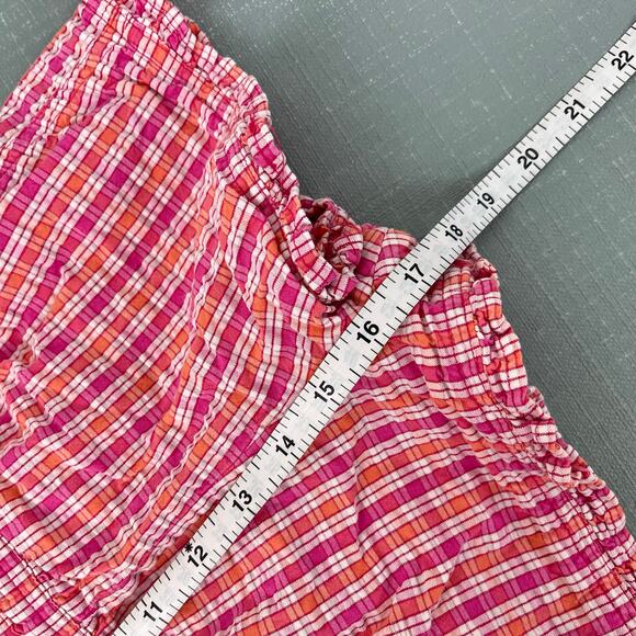 Vintage OshKosh B'gosh Pink Orange Plaid Flower Shortall 2T - Picture 8 of 9